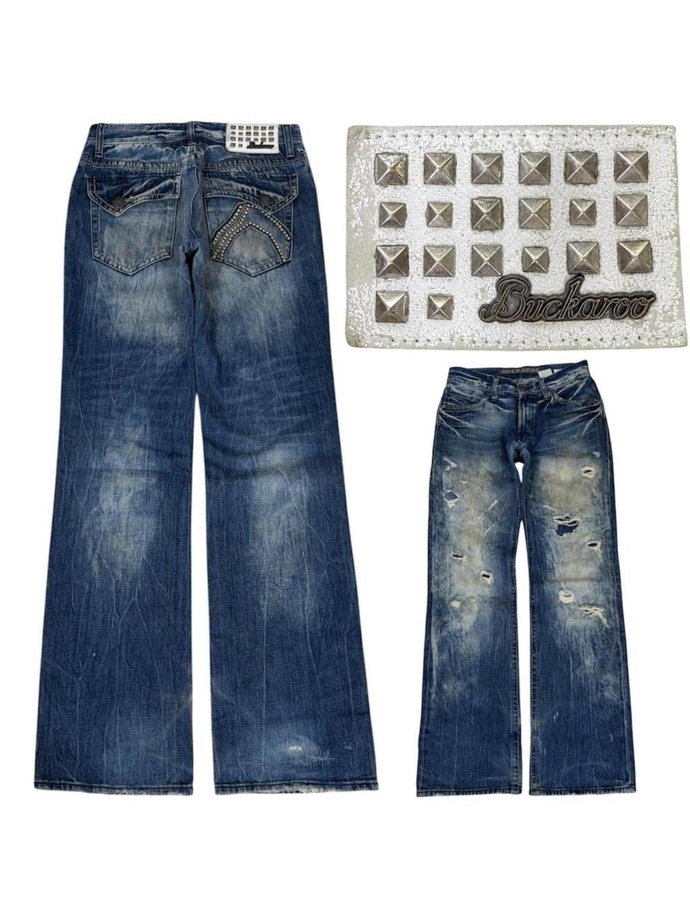Buckaroo vintage denim jeans flap pockets mud wash shade